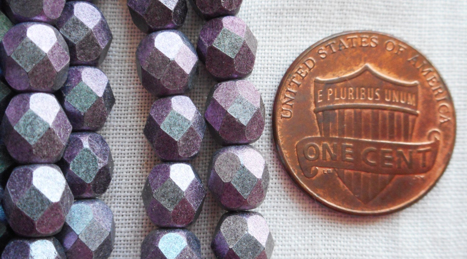 Lot of 25 Polychrome Orchid Aqua 6mm Czech glass beads, Matte Purple, Lavender hints of Blue firepolished, faceted beads C4601