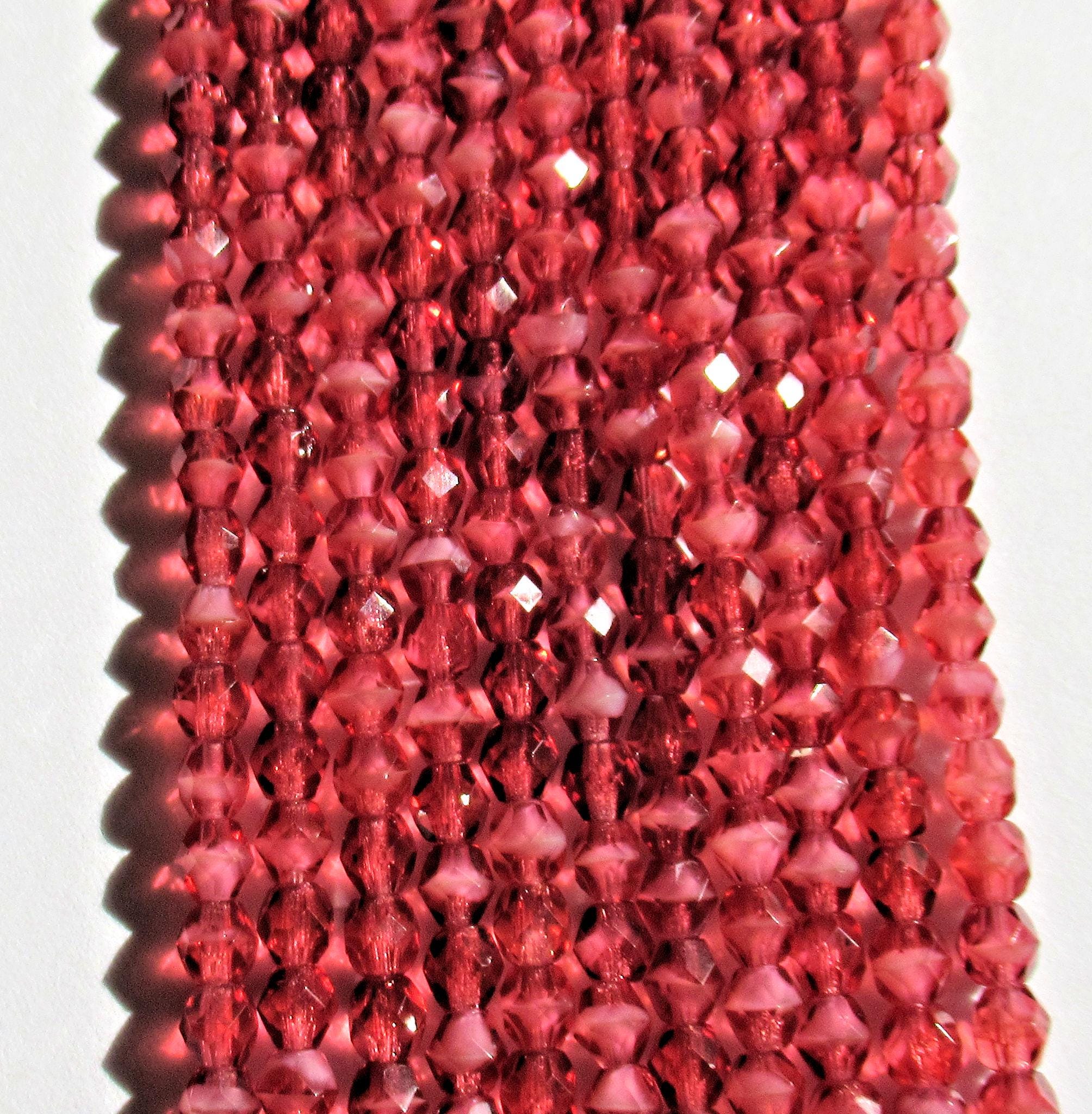 50 4mm Czech glass beads - pearl fuchsia pink faceted round beads - C0039