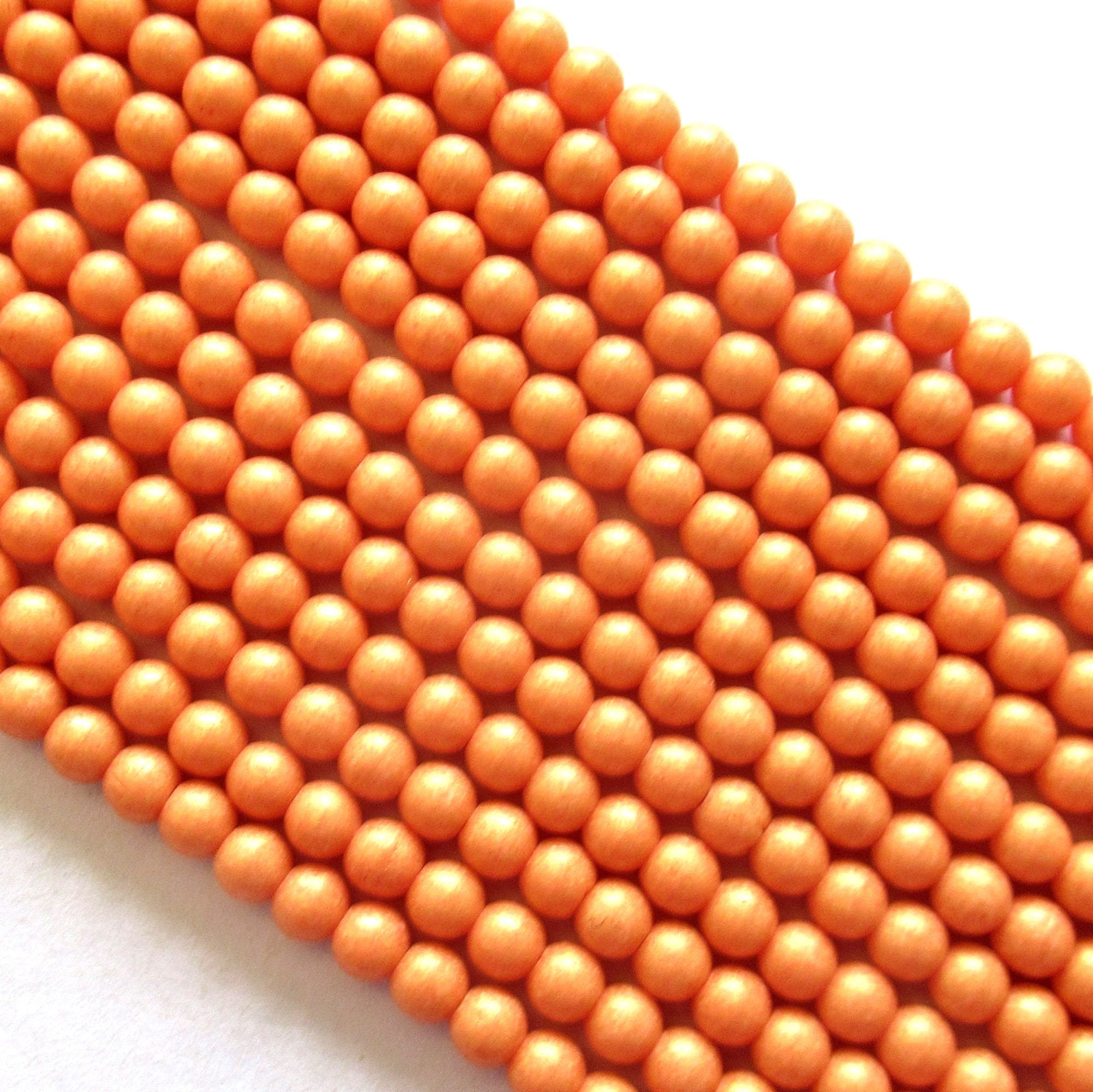 Lot of 100 4mm Czech glass druks - Pacifica Tangerine / opaque orange - pressed glass smooth round druk beads - C0018