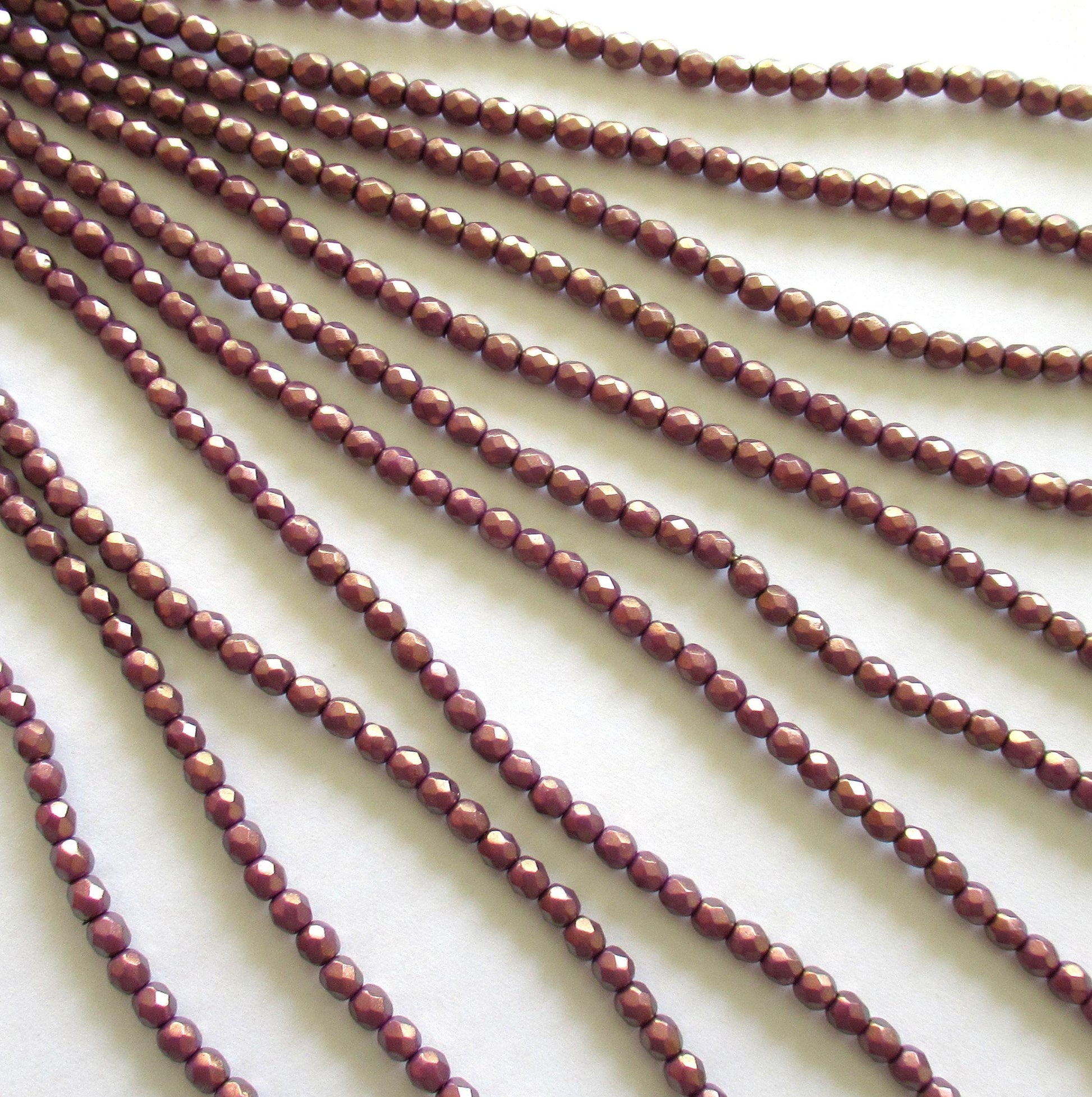 50 4mm Czech glass beads - opaque amethyst / purple - Halo Ethereal Regal - faceted round beads - C0039 - Glorious Glass Beads
