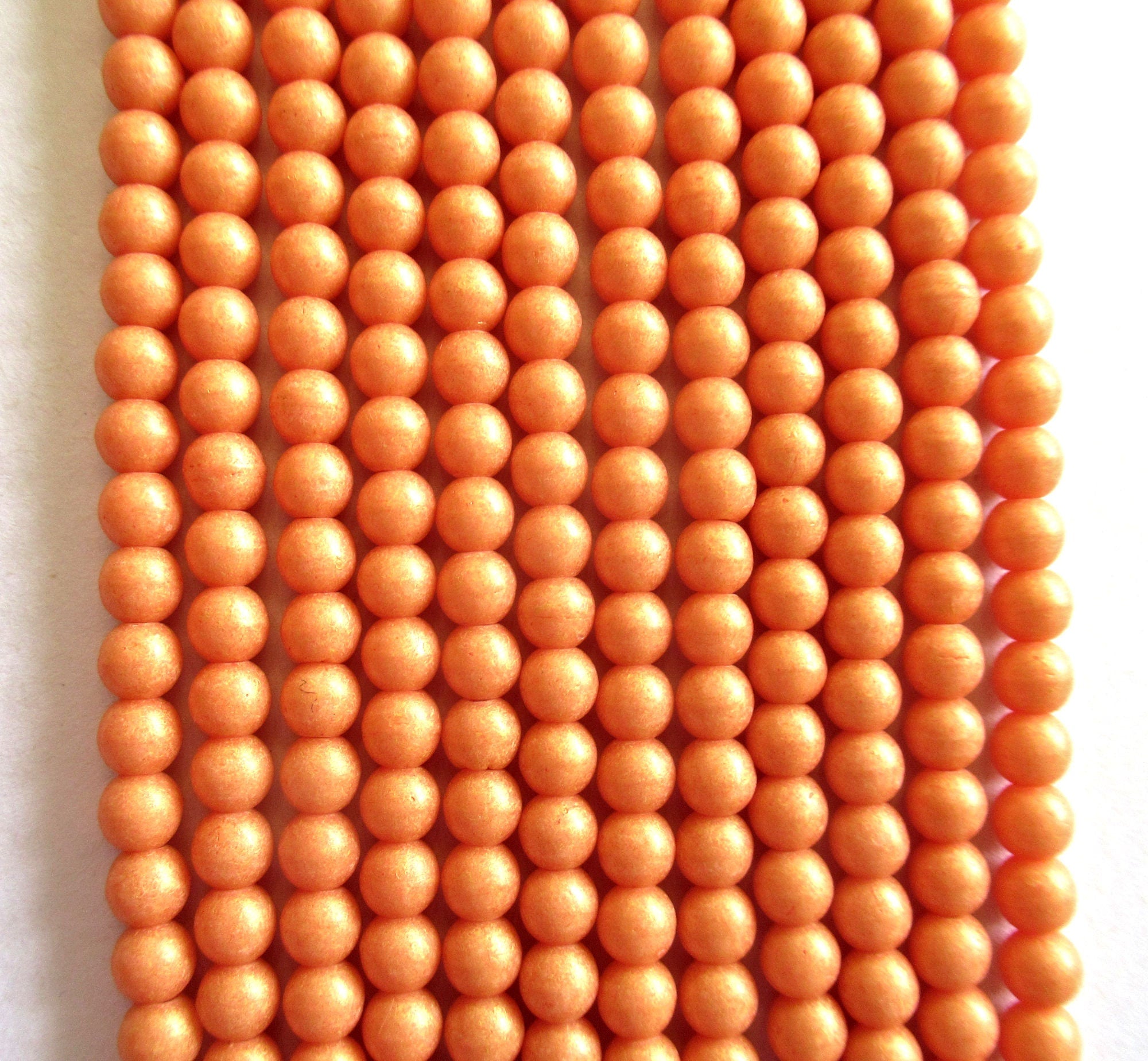 Lot of 100 4mm Czech glass druks - Pacifica Tangerine / opaque orange - pressed glass smooth round druk beads - C0018