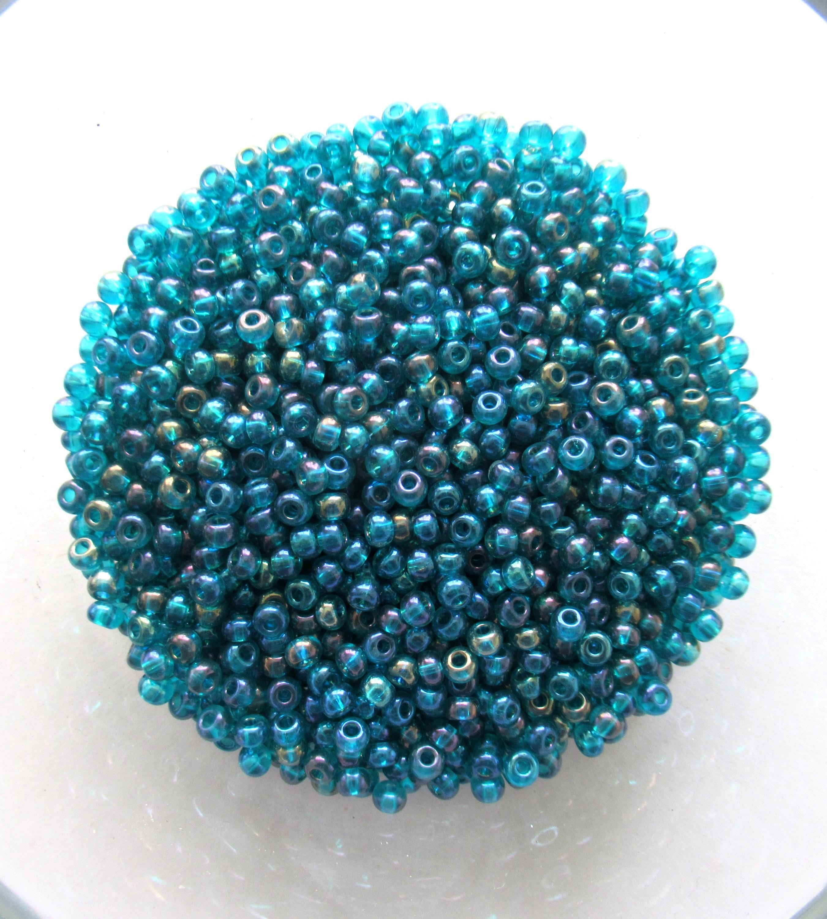 24 grams Czech 6/0 Czech glass seed beads - Teal blue green ab beads - size 6 Preciosa Rocaille 4mm spacer beads - C00201