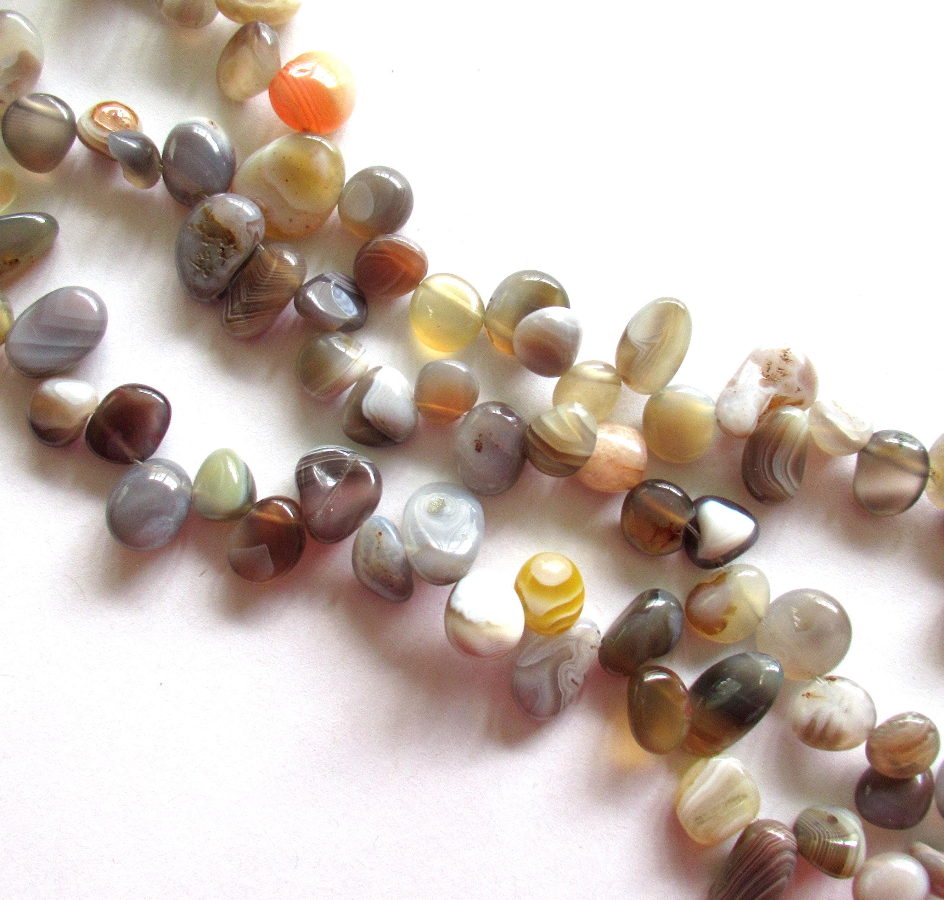 Botswana Agate banded pebble or nugget beads - 8 to 15mm - multicolor semiprecious stone beads - 59 beads - 15.5 0000