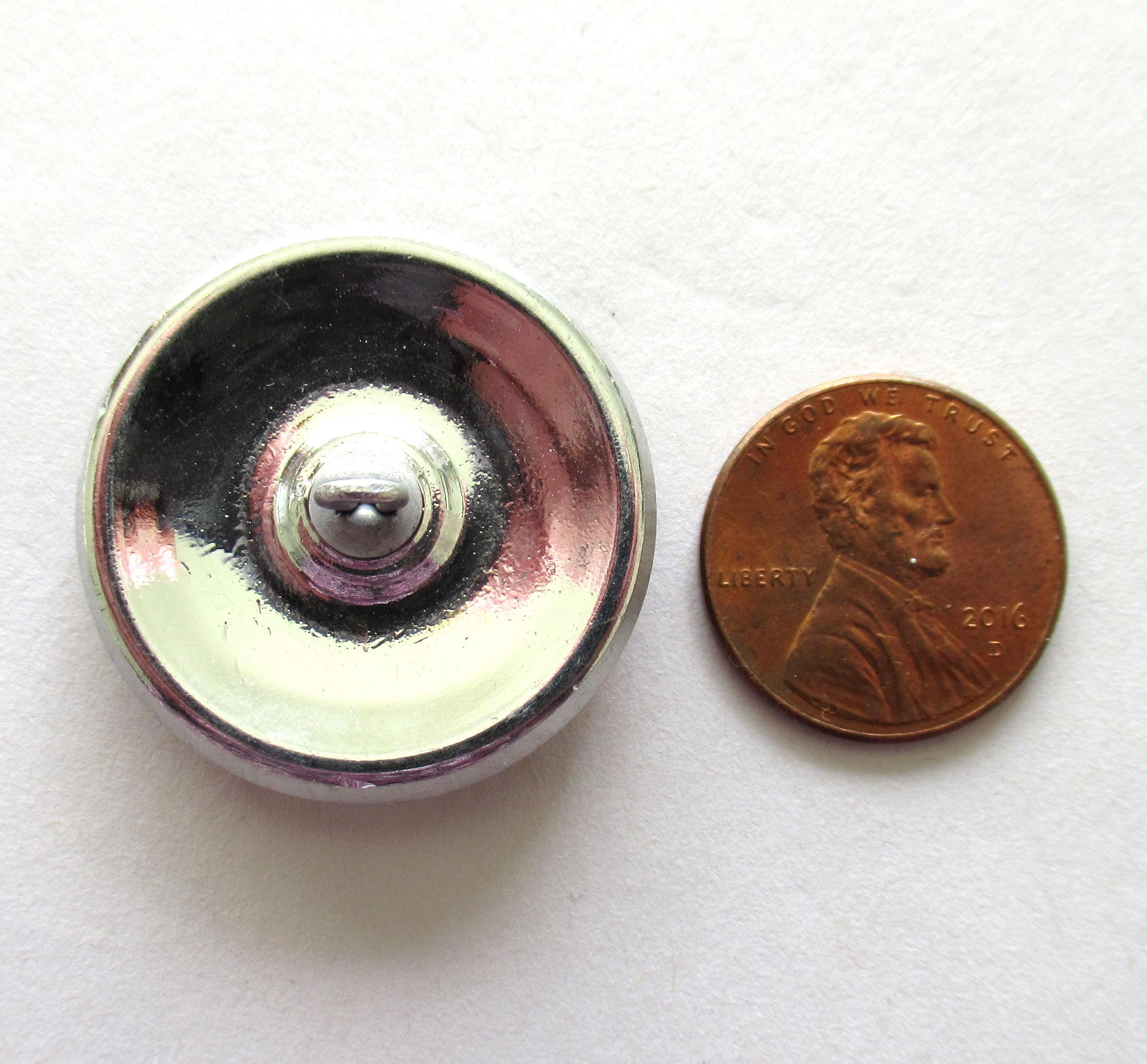 One 27mm iridescent Czech glass button - pink orange and purple w/ gold accents - art nouveau stylized leaves decorative shank button 000833