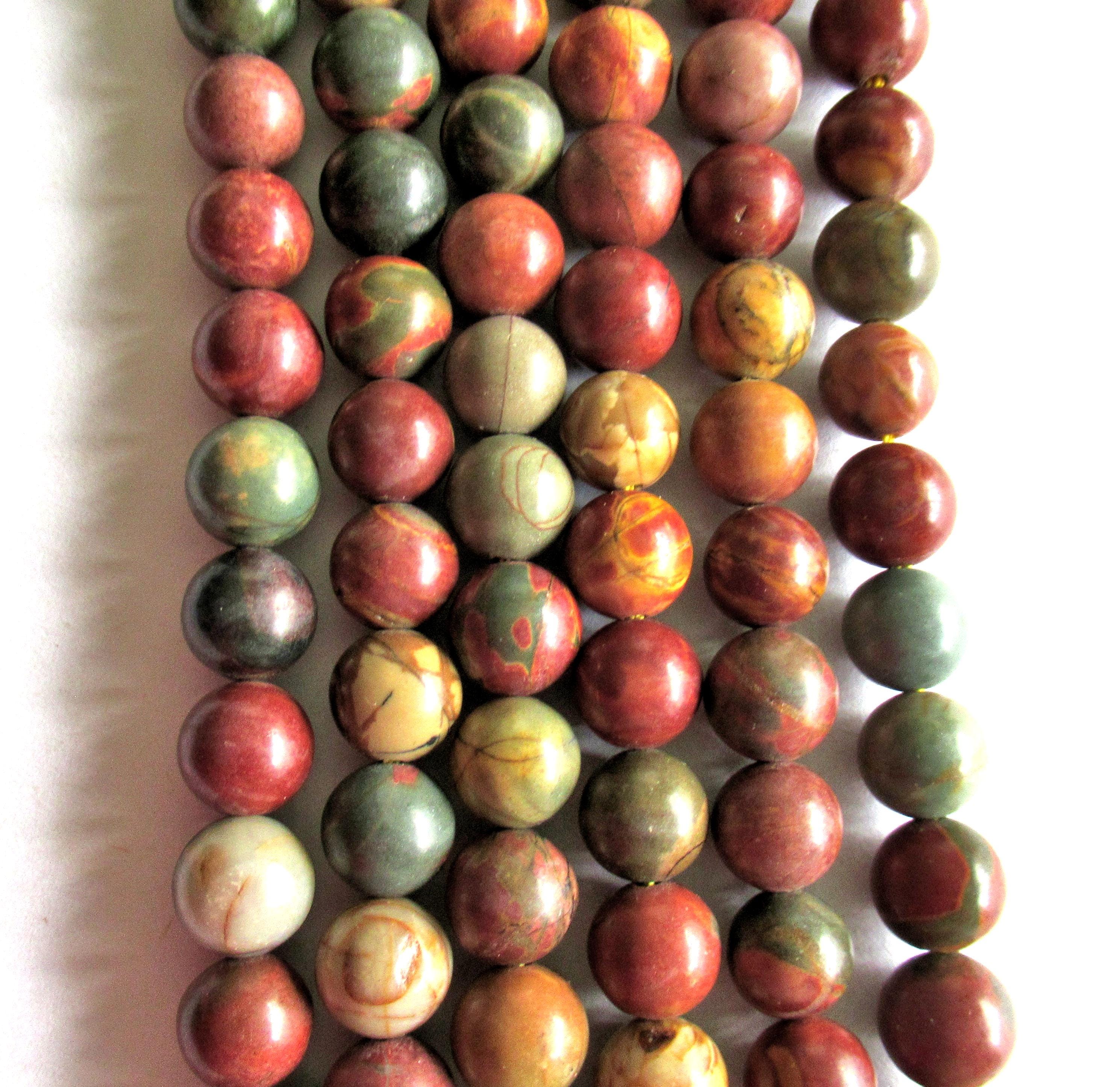 8mm Red Creek Jasper smooth round Beads - semiprecious stone beads - Cherry Creek Jasper - Picasso Jasper - 49 pieces - 15.5 inch strand