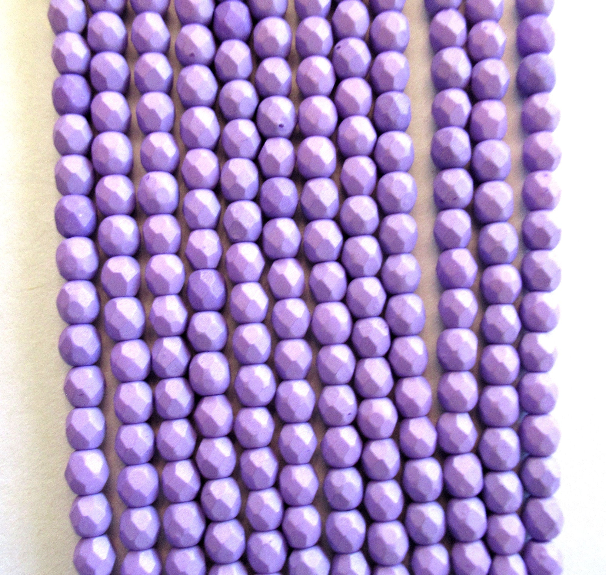 Fifty 6mm Czech glass druk beads - Bondeli Violet - opaque matte bright purple pressed glass smooth round druks C0058
