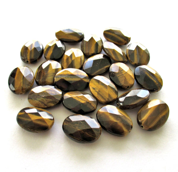 Tigers Eye faceted oval beads - 18 x 13mm - semiprecious stone beads - 22 beads - 15 inch strand-00008