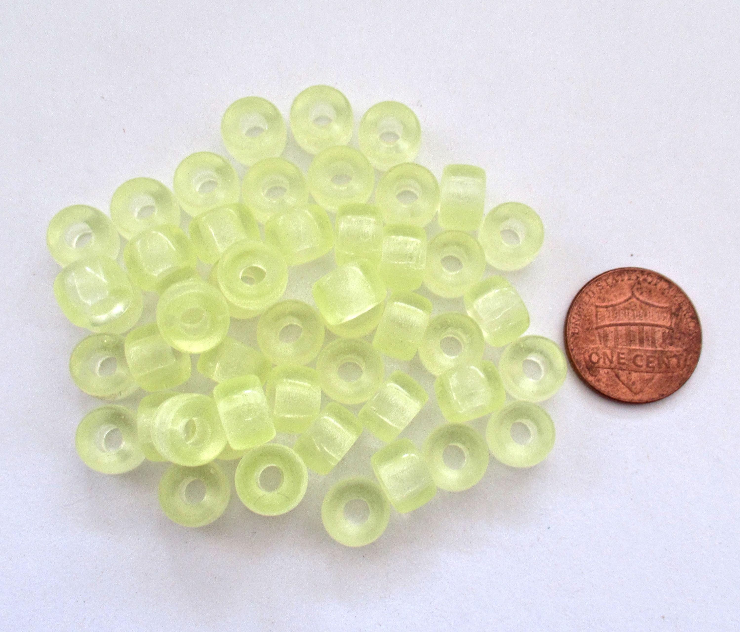 Lot of 25 9mm Czech glass pony or roller beads - jonquil yellow large big hole crow beads - C0038