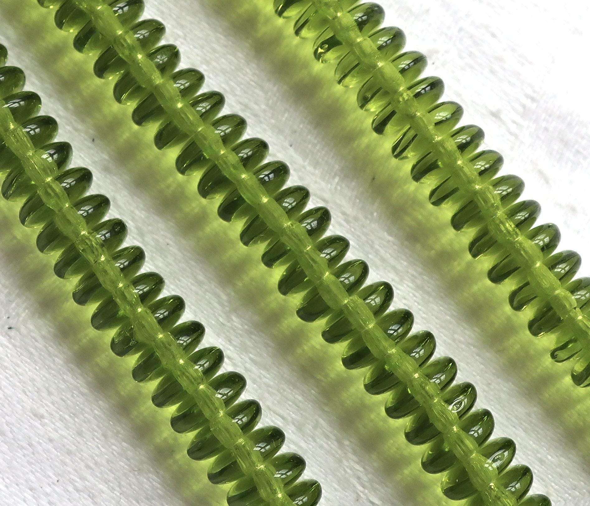 Lot of 50 6mm Czech glass rondelle beads, olivine, olive green flat spacers or rondelles C3801