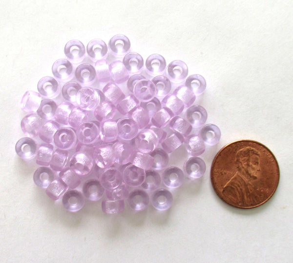 50 6mm Czech glass pony beads - alexandrite or lavender roller beads - large hole crow beads C0085
