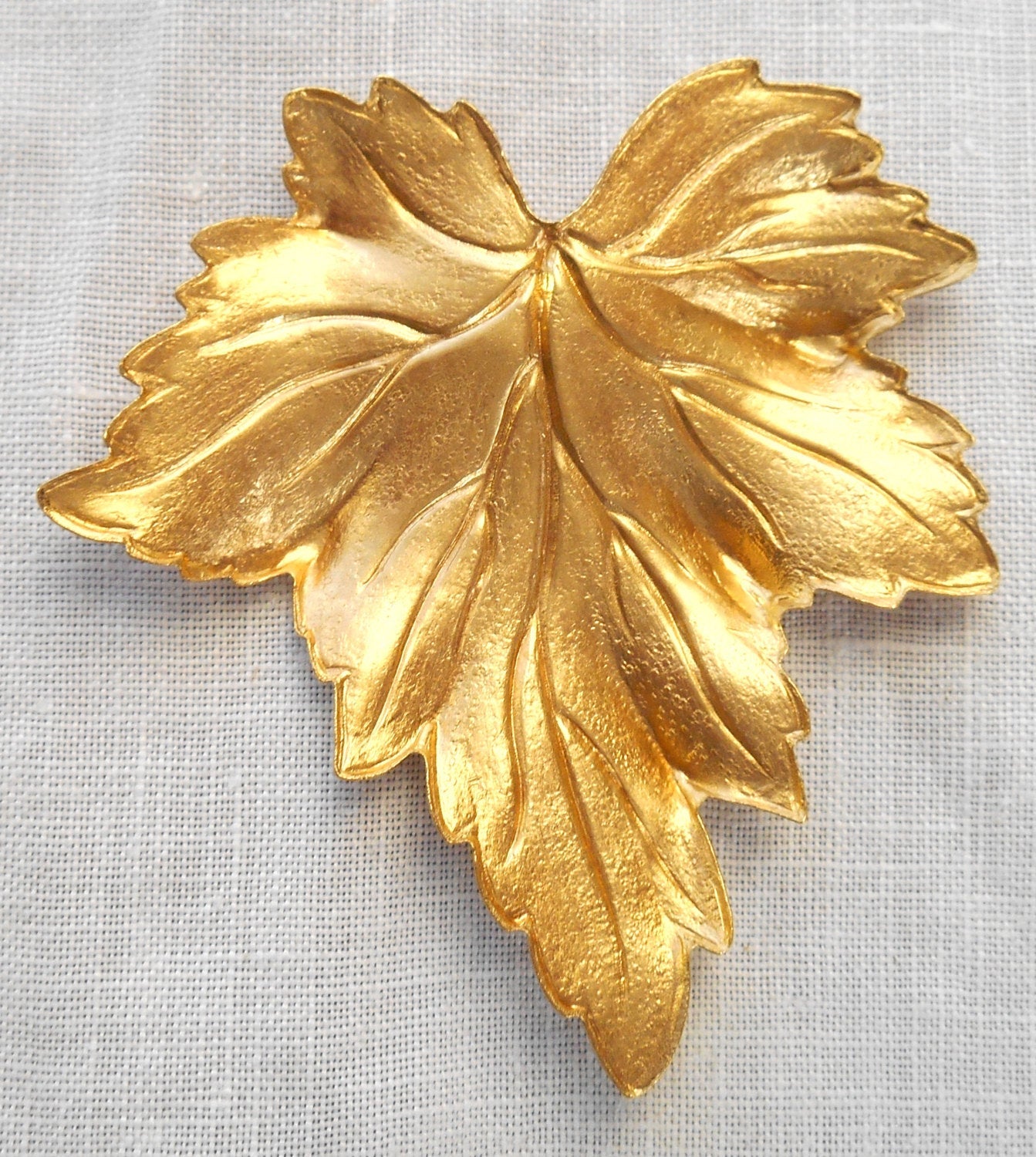 1 large raw brass stamping, a Victorian leaf, pendant, charm, connector, ornament, 51mm x 48mm made in the USA C0601 - Glorious Glass Beads