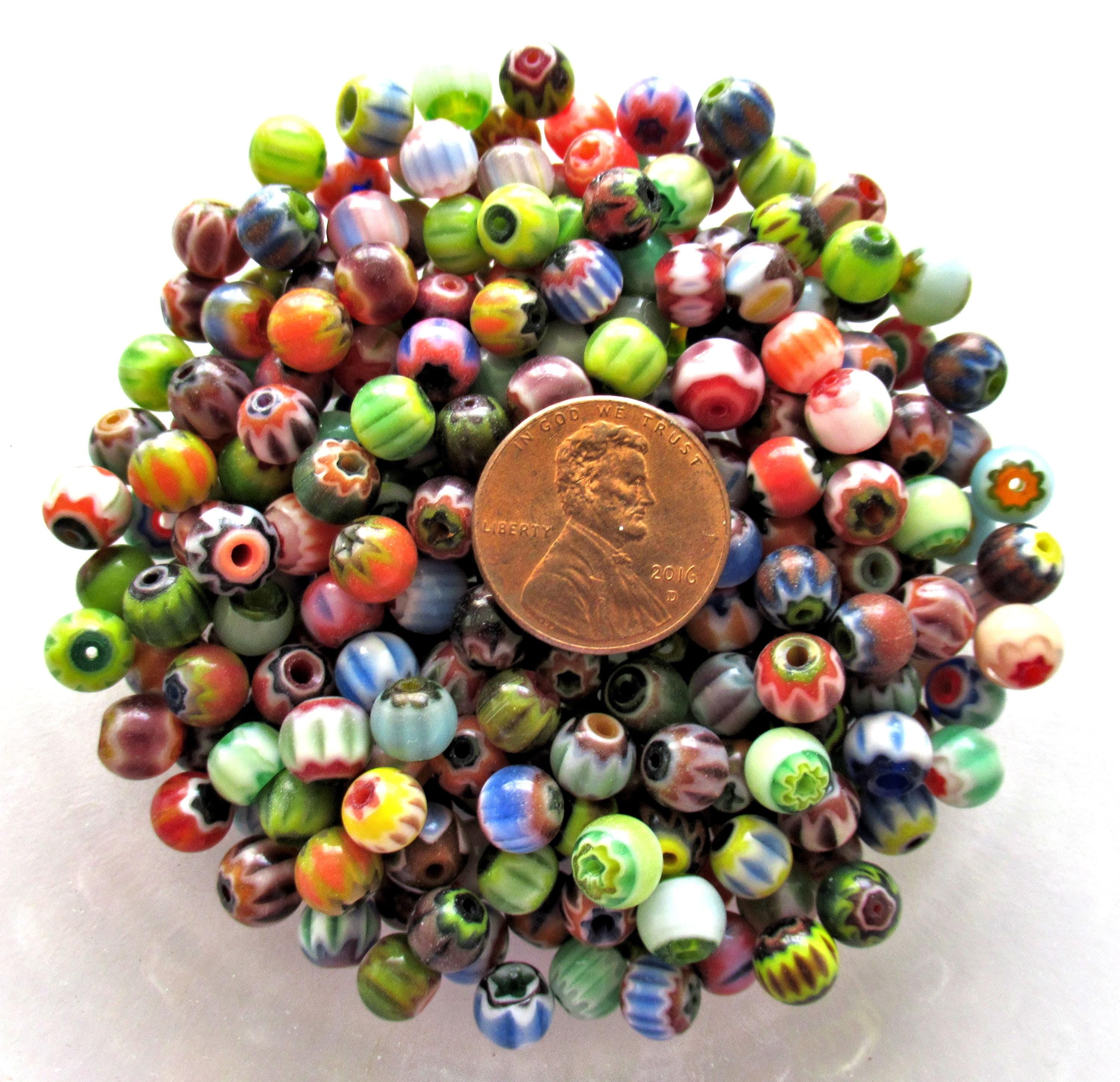 Chevron spacer bead mix - variety of multi-colored glass beads - 5mm to 6mm - 35 pieces - C00291