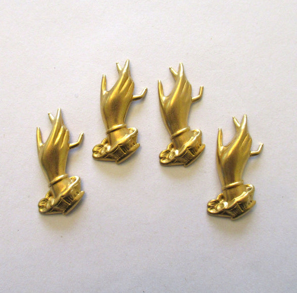 4 Victorian hand raw brass stampings - pendants - charms - ornaments 1.25" in by .5" inches - made in the USA 5401