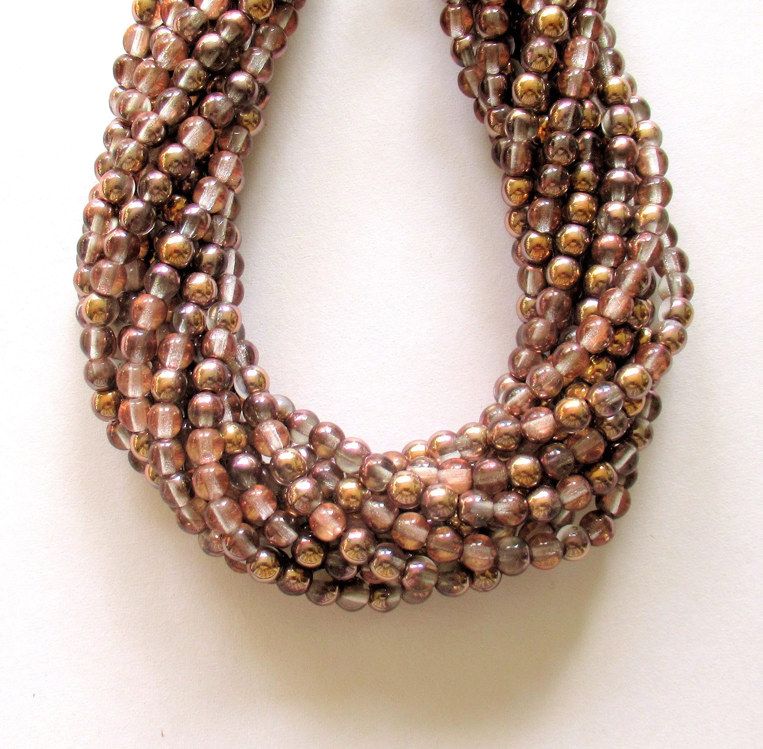 4mm Czech glass druks - apollo gold - smooth round druk beads - 100 pieces - C0077