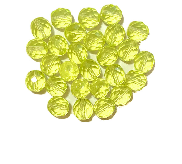 Twenty Czech glass fire polished faceted round beads - 10mm jonquil yellow beads C0101