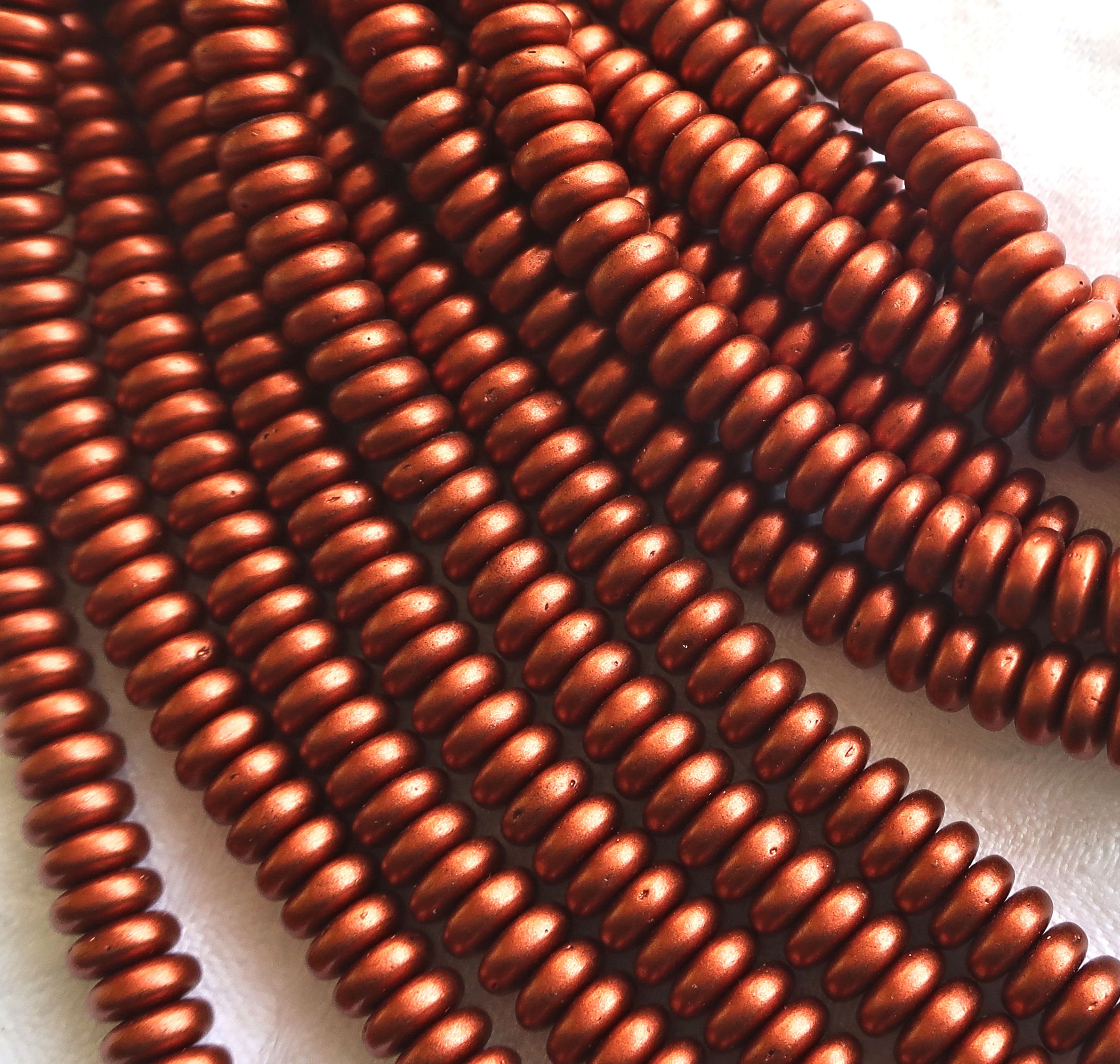Lot of 50 6mm Czech glass rondelle beads,m atte metallic antique copper flat spacer, earthy, rustic spacers or rondelles C2801