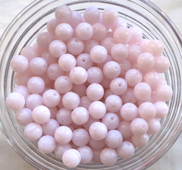 Lot of 25 8mm Czech smooth round druk beads, opaque alabaster pink C9425