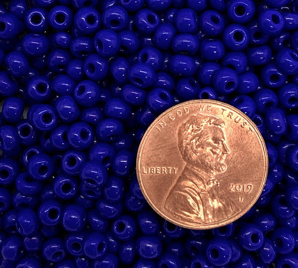 24 grams Czech glass seed beads - 6/0 opaque royal blue Preciosa Rocaille seed beads - C0691