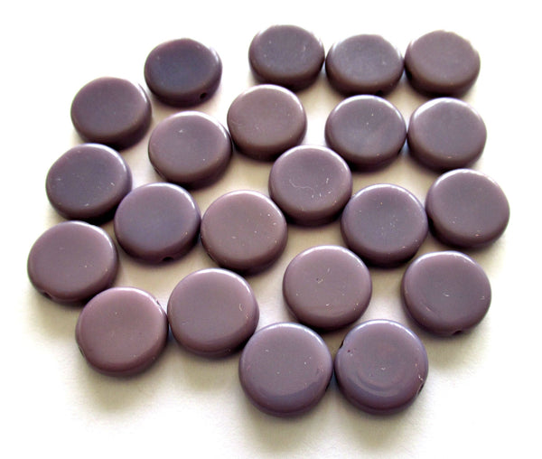 15 Czech glass coin beads - 10mm opaque amethyst or purple disc beads C0067
