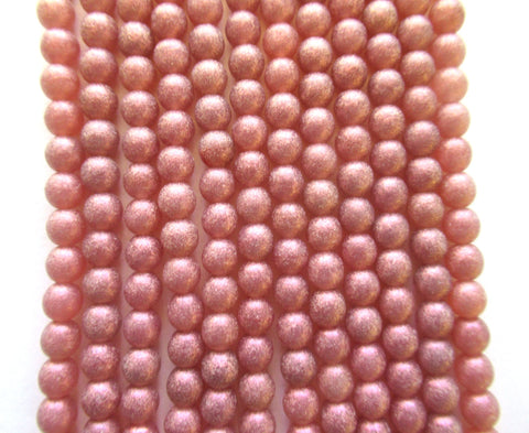 50 6mm Czech glass druk beads - Matte Cosmic Twinkle Milky Pink smooth round druks - C0048