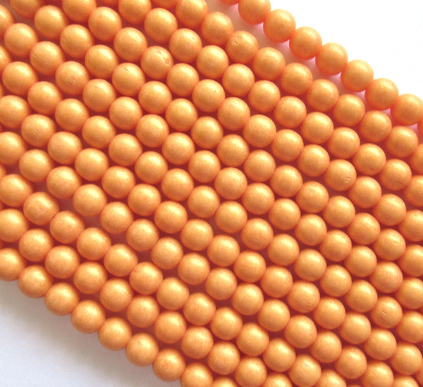 50 6mm Czech glass beads - Pacifica tangerine opaque orange druks - smooth round druk beads C00031