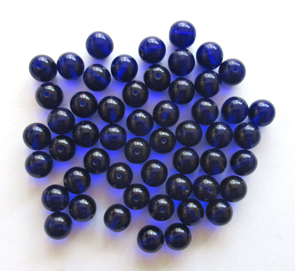 Lot of 25 8mm Czech glass druks - Cobalt Blue smooth round druk beads - C0043