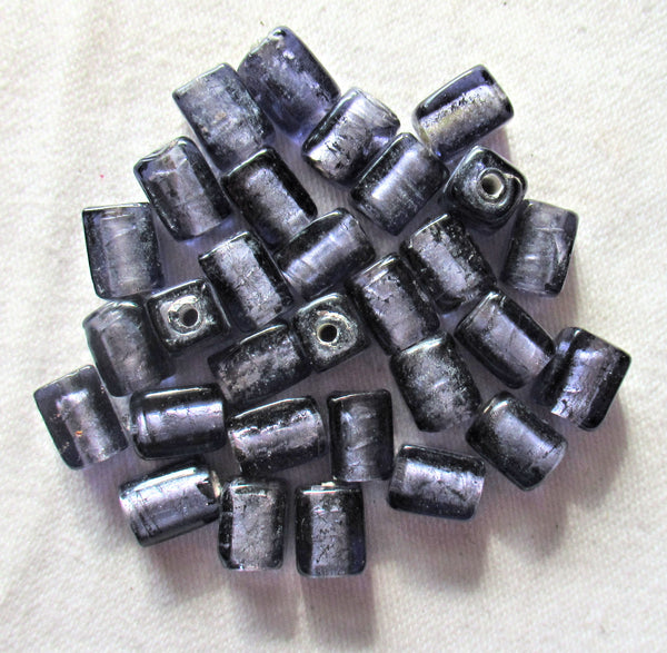 Lot of 20 silver foil tanzanite purple blue cube beads - 8 x 10mm rectangular square beads - Made in India C2901