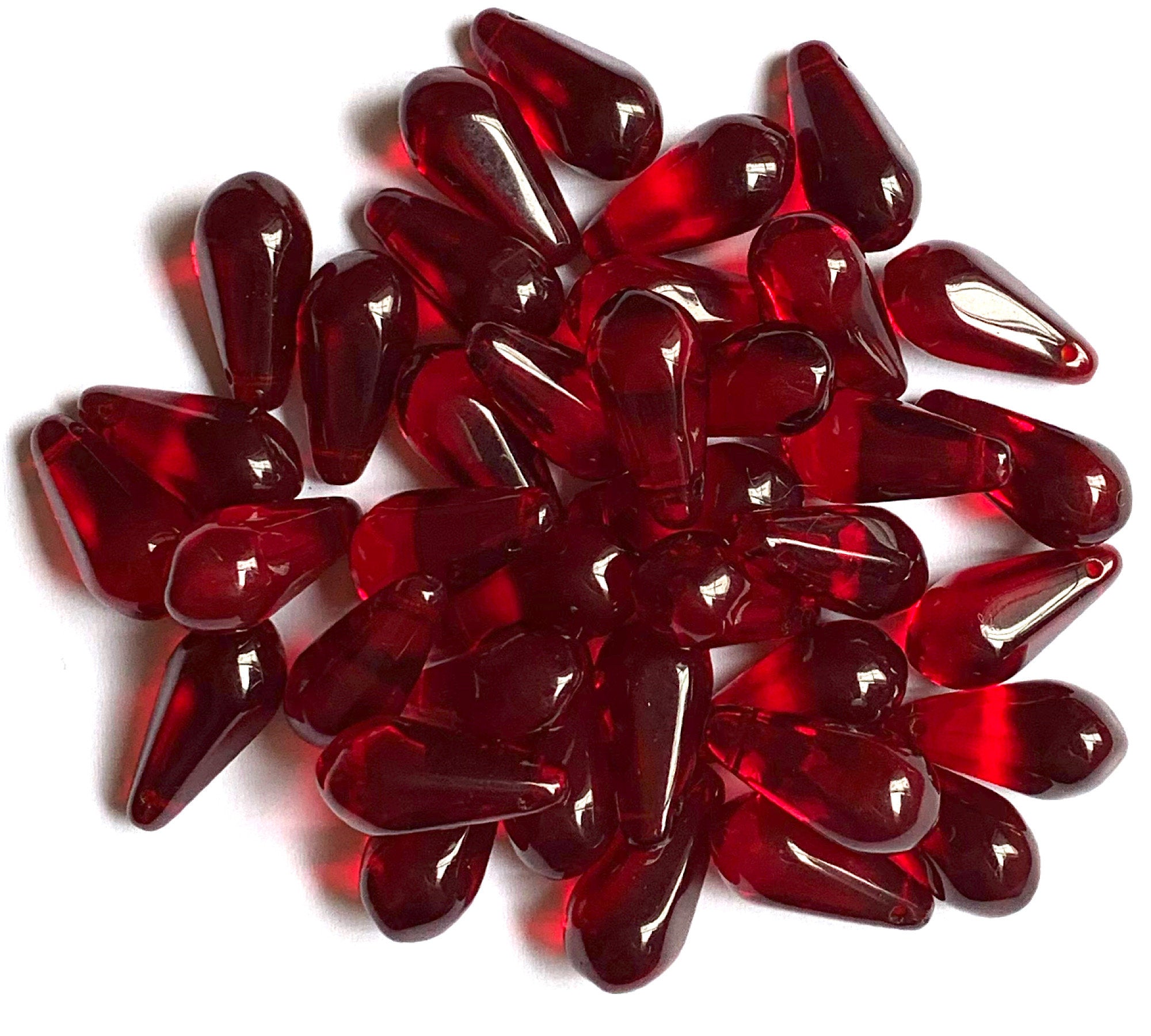 Lot of ten 12mm x 12mm red & crystal Czech glass beads - rhombus - squ –  Glorious Glass Beads