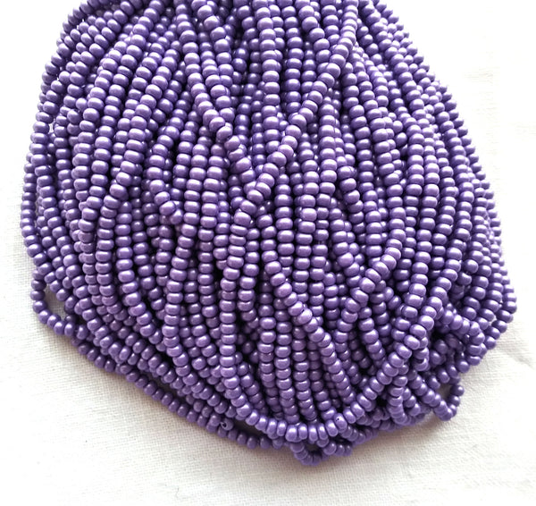 24 grams Czech glass 6/0 seed beads - opaque lilac purple matte pearl size 6 Preciosa Rocaille 4mm spacer beads - C0031