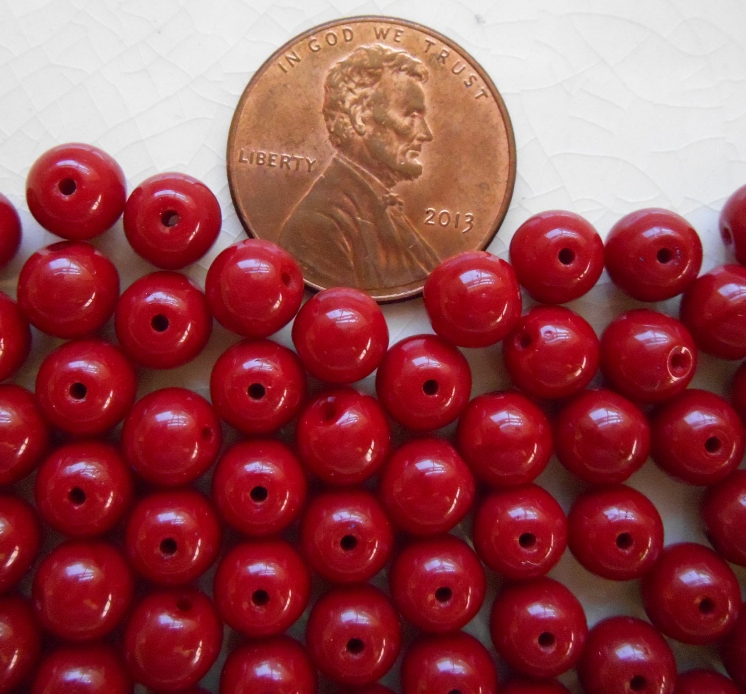 Fifty 6mm Czech Opaque Blood Red smooth round druk beads, deep red glass beads C3601