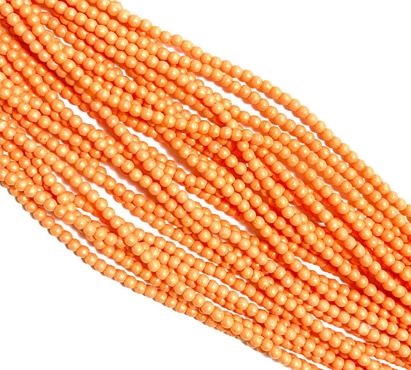 Lot of 100 3mm Czech glass druks, Pacifica tangerine creamy orange smooth round druk beads - C0047