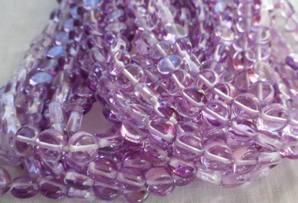 50 6mm Czech glass flat round light Tanzanite, Lavender or Purple beads, little coin or disc beads C6850