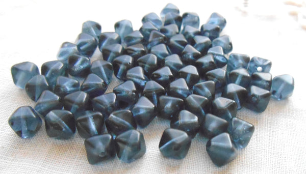 50 6mm Montana Blue bicones, pressed Czech glass beads, C2350