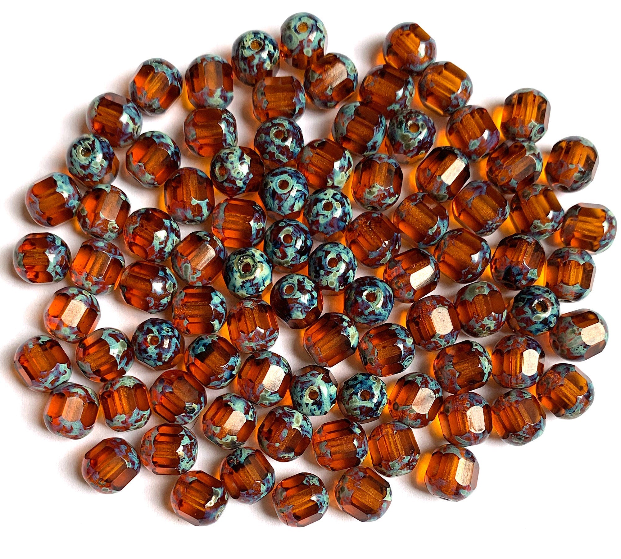 Czech Glass 3-Cut Round Window Beads (Soccer Ball Bead) Art. 151