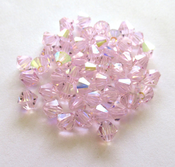 Lot of 24 6mm Czech Preciosa Crystal bicone beads - sapphire pink faceted glass bicones C00221