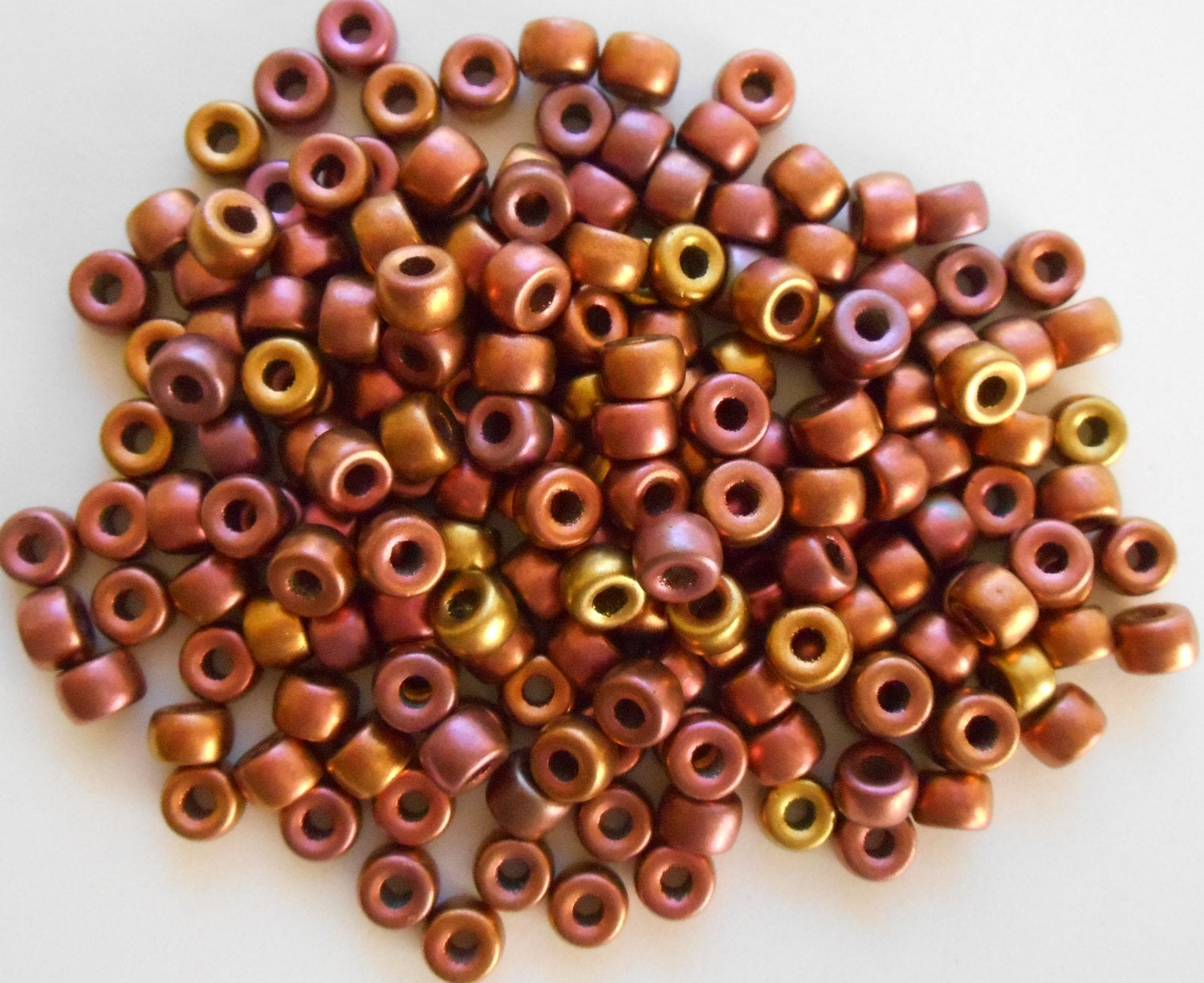 50 6mm Czech Multi melallic copper pony roller beads, large hole metallic glass crow beads, C8750