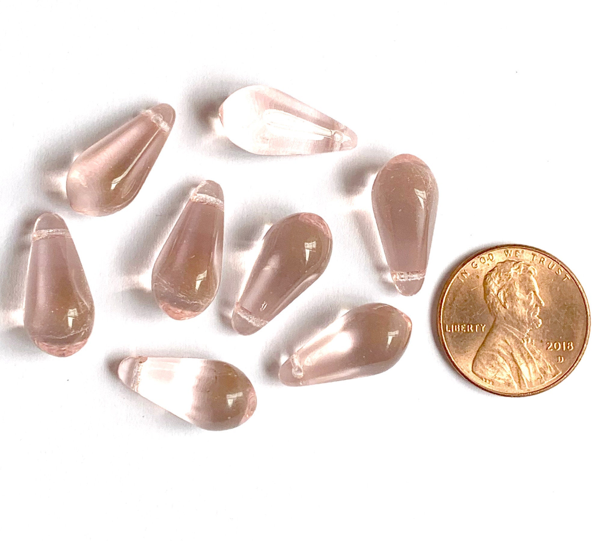 Ten large Czech glass teardrop beads - 9 x 18mm transparent Siam red p –  Glorious Glass Beads