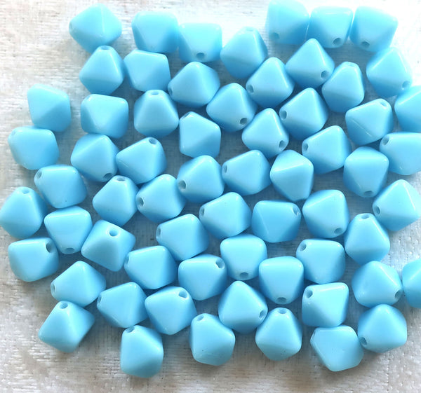 Lot of fifty 6mm opaque Turquoise Blue bicones, Czech glass bicone beads, C5901