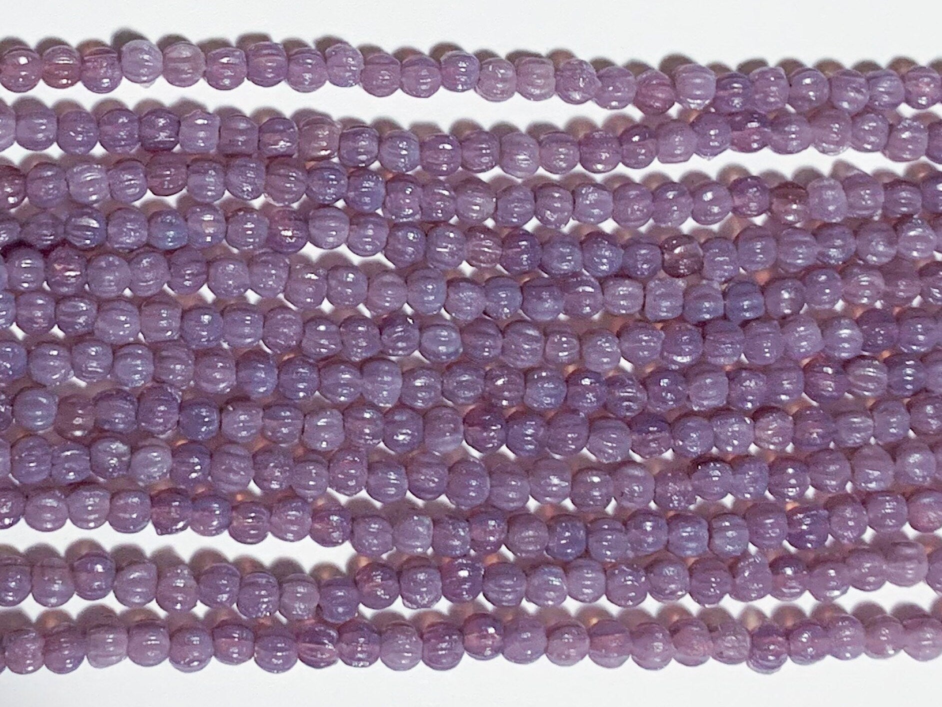 Lot of 100 3mm milky purple amethyst melon beads, Czech pressed glass beads C0221