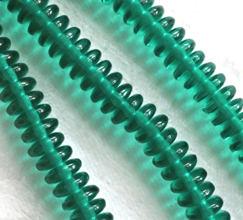 Lot of 50 6mm Czech glass rondelle beads, Emerald green flat spacers or rondelles C3301 - Glorious Glass Beads