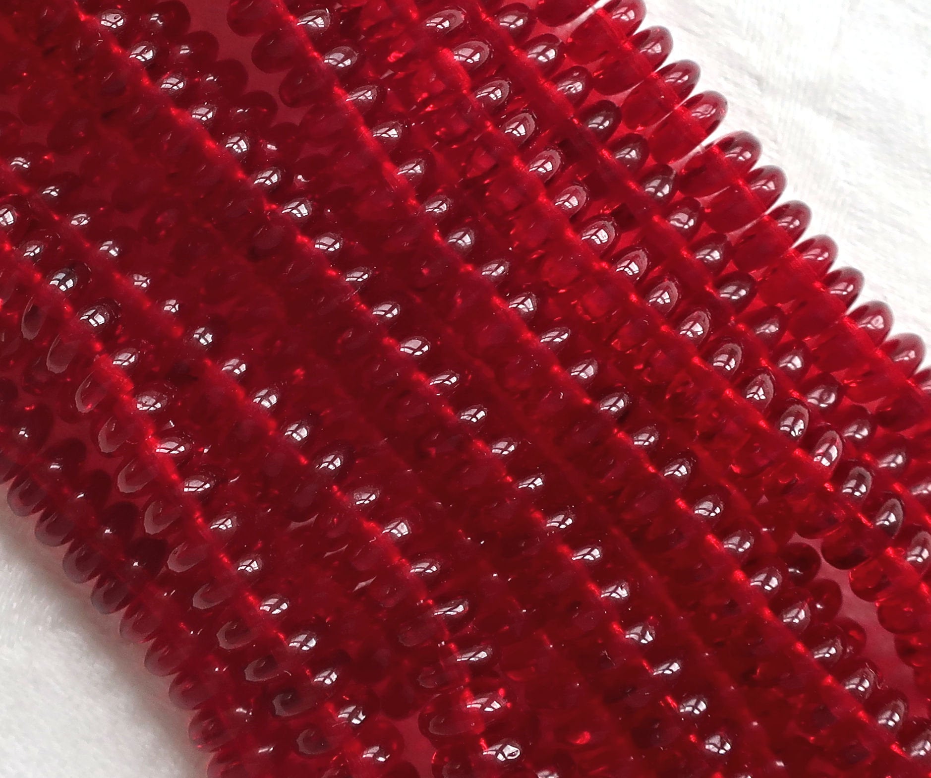 Lot of 50 6mm Czech glass rondelle beads, garnet red flat spacers or rondelles C3401