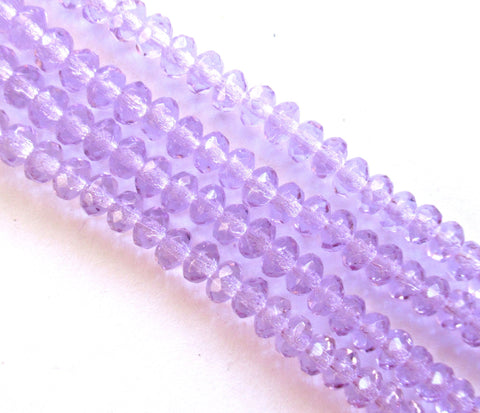 38 small Czech glass puffy rondelle beads - 3 x 5mm faceted alexandrite , lilac , lavender rondelles C0079
