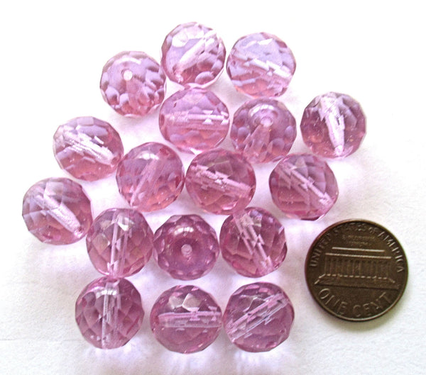 Ten large 12mm Czech glass fire polished faceted round beads - alexandrite, lilac, lavender beads C0016