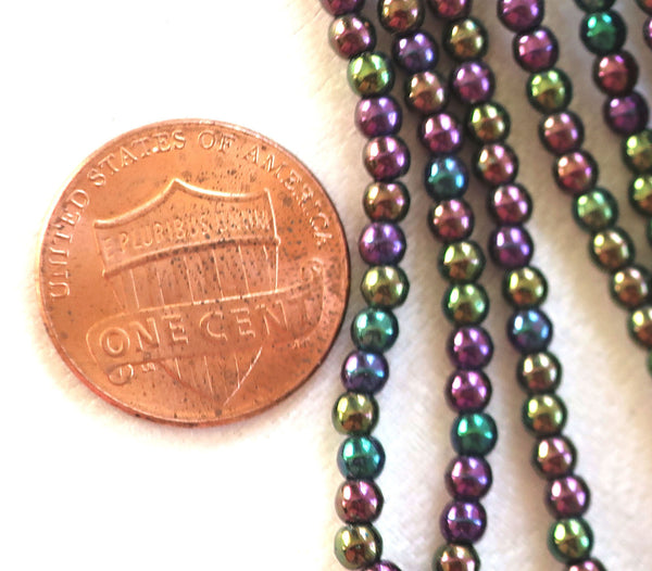Lot of 100 3mm purple iris Czech glass druks, smooth round druk beads C2401 - Glorious Glass Beads