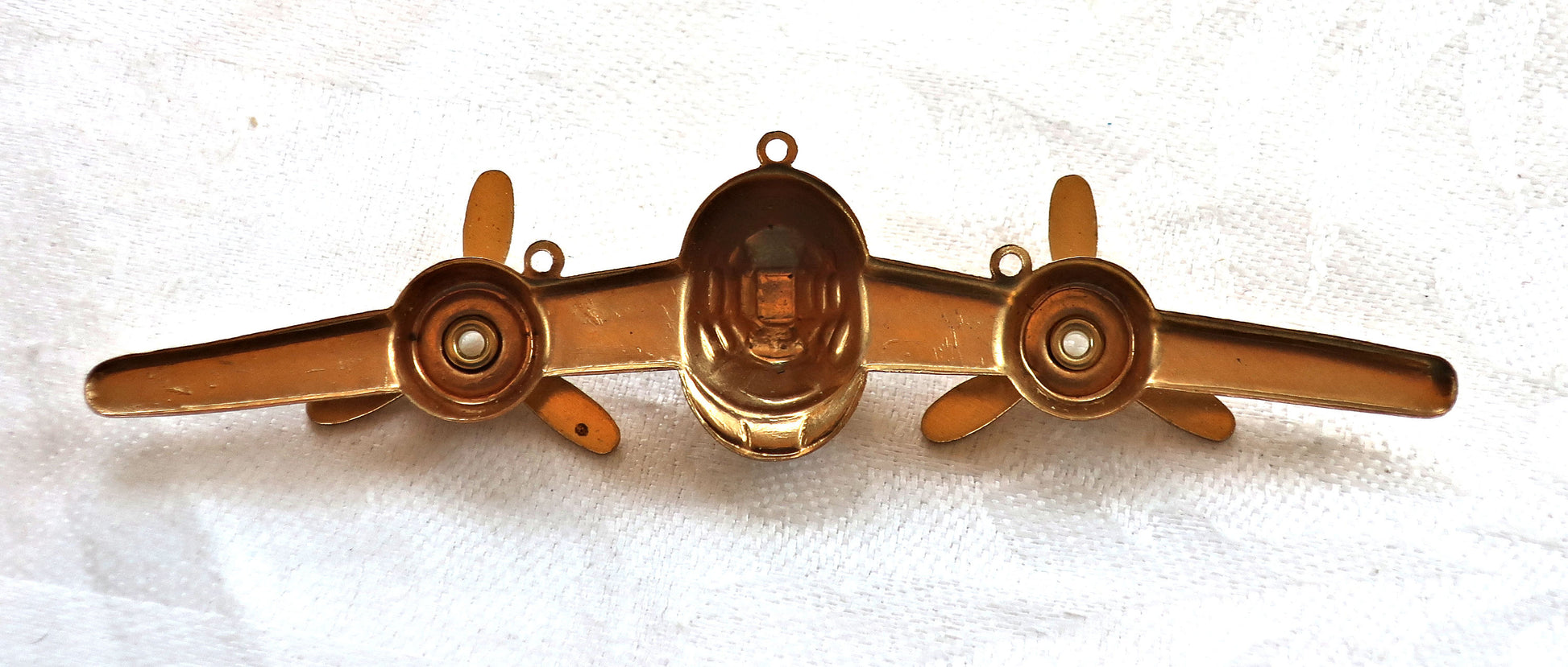 1 large aeroplane, airplane, raw brass stamping, stylized 1950s retro plane, ornament, pendant, component 3.75" x .75" mm, USA made 61101 - Glorious Glass Beads