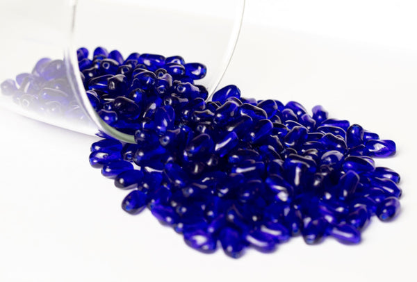 25 9mm x 6mm Cobalt Blue Czech glass twisted oval beads C0004