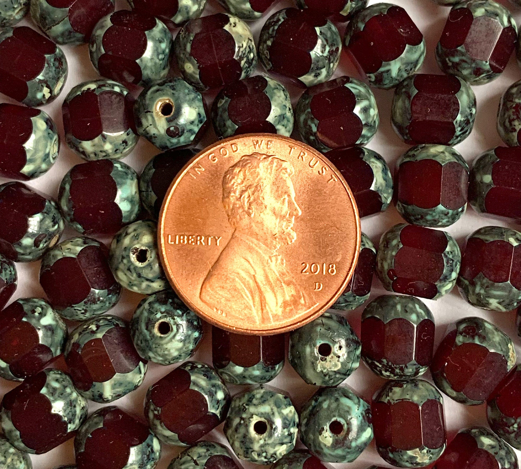 Siam Red Czech Glass Beads, 8mm Round - Golden Age Beads