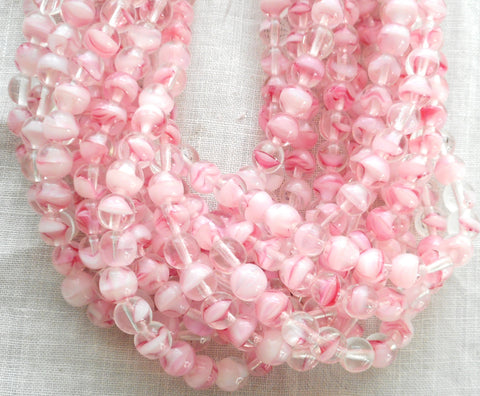 50 6mm Light Pink Crystal Czech glass round druk beads,C01150