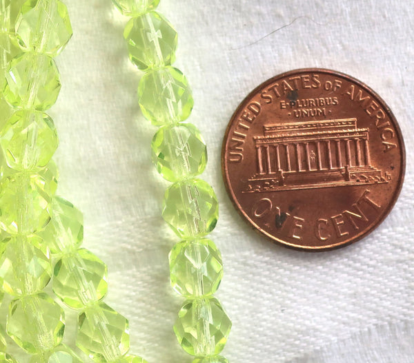 Lot of 25 6mm firepolished, faceted Czech glass beads, jonquil yellow round beads, C5425 - Glorious Glass Beads