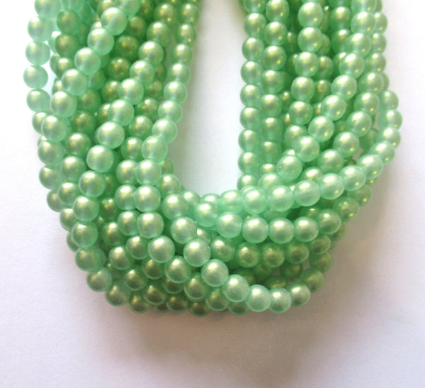 50 6mm Czech glass druk beads - Sueded Gold peridot Green smooth round druks - C0056